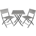 Tectake - Tuinset Balkonset - Wicker Set Trevi - 2 Stoelen En Een Tafel - Licht - 403714 - Grijs