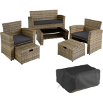 Tectake - Zitgroep Modena-wicker Tuinset- Natuur- 403719 - Incl. Beschermhoes - Bruin