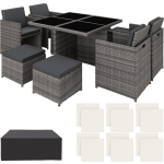 Tectake -Manhattan Tuinset-wicker Meubelset- Incl. Beschermhoes--403846 - Grijs