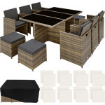 Tectake - Zitgroep New York-wicker Tuinset-incl. 2overtreksets En Beschermhoes- Natuur-403642 - Bruin