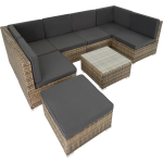 Tectake - Wicker Zitgroep Loungeset Zitgroep Venetië - Lossse Elementen - Natuur -403701 - Zwart