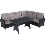 Tectake - Wicker Zitgroep - Loungegroep Catania 404249 - Zwart