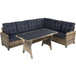 Tectake - Wicker Zitgroep - Loungegroep Catania - Natuur - 404251 - Bruin