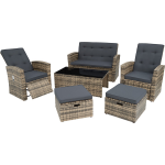 Tectake - Wicker Zitgroep Bari Natuur - Tuinset - 404305 - Bruin