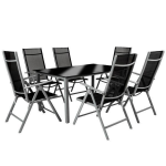 Tectake Tuinset 6+1, Aluminium Frame 6 Stoelen En 1 Tafel - Licht - 402167 - Grijs