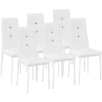 Tectake - Set Van 6 Eetkamerstoelen Julien Wit - 402543