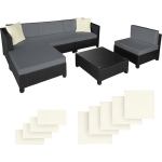 Tectake - Loungeset Met Aluminium Frame-wicker Tuinset- Incl. 2 Overtreksets-403833 - Grijs