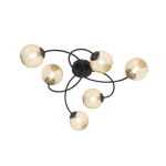 QAZQA Moderne plafondlamp zwart met 6-lichts - Athens Wire - Goud