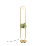 QAZQA Art deco vloerlamp goud met wit glas - Isabella