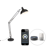 QAZQA Smart vloerlamp verstelbaar incl. Wifi A60 - Hobby - Zwart