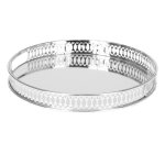 Excellent Houseware Ronde Kaarsenbord / Kaarsplateau Zilver Met Spiegelbodem D25,5 Cm - Kaarsenplateaus - Silver