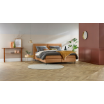 Boxspring Opal Vlak Met Gestoffeerd Matras - 140 x 210 cm - cognac