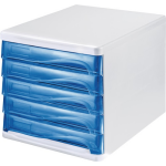 Helit Ladenbox | 5 laden wit/blauw-transparant | kunststof H245xB265xD340 mm | 1 stuk - H61294-30