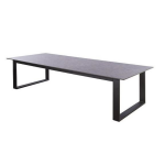 Teeburu low dining table 240x100x70cm. alu black/concrete