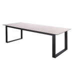 Teeburu table 240x100cm. alu black/travertin