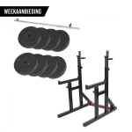 Gorilla Sports Multi Squat Rack + 40 Kg Halterset - Halterstang Met Gewichten