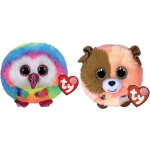 ty - Knuffel - Teeny Puffies - Owel Owl & Mandarin Dog