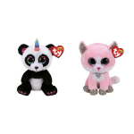 ty - Knuffel - Beanie Boo&apos;s - Paris Panda & Fiona Pink Cat