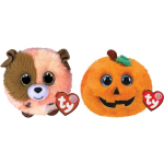 ty - Knuffel - Teeny Puffies - Mandarin Dog & Halloween Pumpkin