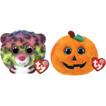 ty - Knuffel - Teeny Puffies - Dot Leopard & Halloween Pumpkin