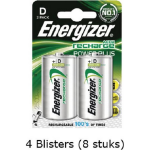 Energizer 8 Stuks (4 Blisters A 2 Stuks) D Power Plus Batterij Oplaadbaar 1.2v 2500mah Rechargeable