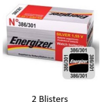 Energizer 2 Stuks (2 Blisters A 1 Stuk) Zilver Oxide Knoopcel Batterij 301/386