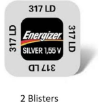 Energizer 2 Stuks (2 Blisters A 1 Stuk) Zilver Oxide Knoopcel 317 Ld 1.55v