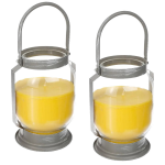 2x Stuks Antimuggen Citronella Kaarsen/lantaarns In Glas 65 Branduren - Geurkaarsen - Geel