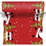 Duni Kerst Thema Tafellopers/placemats Rood Met Kerstmannen En Kerstbomen 40 X 480 Cm - Tafellakens