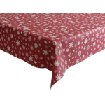 Bellatio Design Kerst Tafelzeil/tafelkleed Met Witte Sneeuwvlokken Print 140 X 220 Cm - Tafellakens - Rood