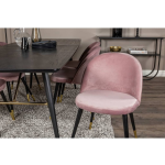 Velvet Eetkamerstoel Velours Roze, Zwart, Messing Decor.