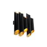 QAZQA Wandlamp met gouden binnenkant 10-lichts - Whistle - Zwart