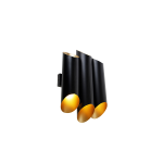 QAZQA Wandlamp met gouden binnenkant 6-lichts - Whistle - Zwart
