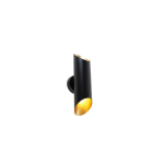 QAZQA Wandlamp met gouden binnenkant 2-lichts - Whistle - Zwart
