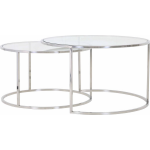 Light & Living Coffee table set van 2 diameter 65 x 39 diameter 75 x 44 cm Duarte nickel-glass - Silver