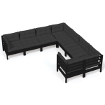 Vidaxl 8-delige Loungeset Met Kussens Massief Grenenhout - Negro