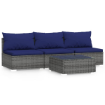 Vidaxl 4-delige Loungeset Met Kussens Poly Rattan - Grijs