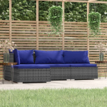 Vidaxl 4-delige Loungeset Met Kussens Poly Rattan - Gris