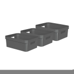 Curver Infinity Recycled Opbergbox - 11l - 3 Stuks - Antraciet - Grijs