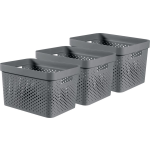 Curver Infinity Recycled Dots Opbergbox - 17l - 3 Stuks - Antraciet - Grijs