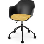 Nolon Nout bureaustoel met armleuningen en okergeel zitkussen - - Zwart