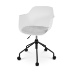 Nolon Nout bureaustoel wit met armleuningen en grijs zitkussen - zwart
