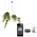 QAZQA Smart hanglamp met hout 4-lichts incl. Wifi G95 - Shelf - Zwart