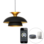 QAZQA Smart hanglamp met goud incl. Wifi G95 - Titus - Zwart