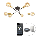 QAZQA Smart plafondlamp zwart met 6-lichts incl. Wifi G95 - Sydney Bondi - Goud