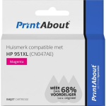 PrintAbout Huismerk compatible met HP 951XL (CN047AE) Inktcartridge Hoge capaciteit - Magenta