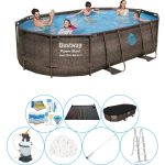 Bestway Power Steel Swim Vista Ovaal 488x305x107 Cm - Zwembad Inclusief Accessoires - Bruin