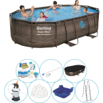 Bestway Power Steel Swim Vista Ovaal 488x305x107 Cm - Zwembad Set - Bruin