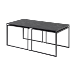 Lisomme Imke salontafel marmerlook antraciet - set van 3 - Zwart