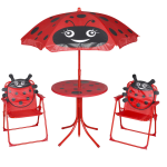 vidaXL Bistroset met parasol voor kinderen - Rood